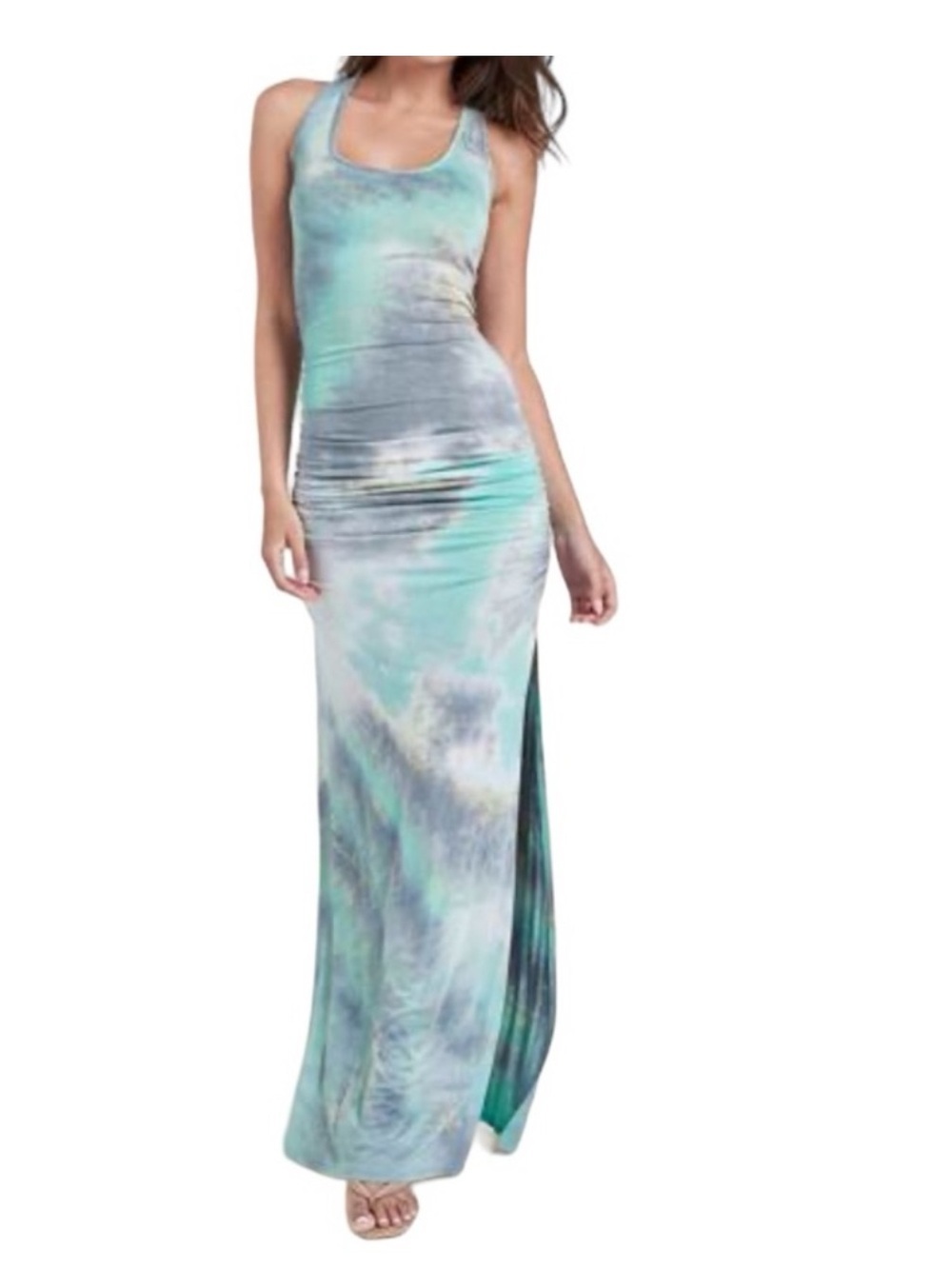 NEW! VENUS XS halter open back abstract multicolor tie dye maxi dress bodycon